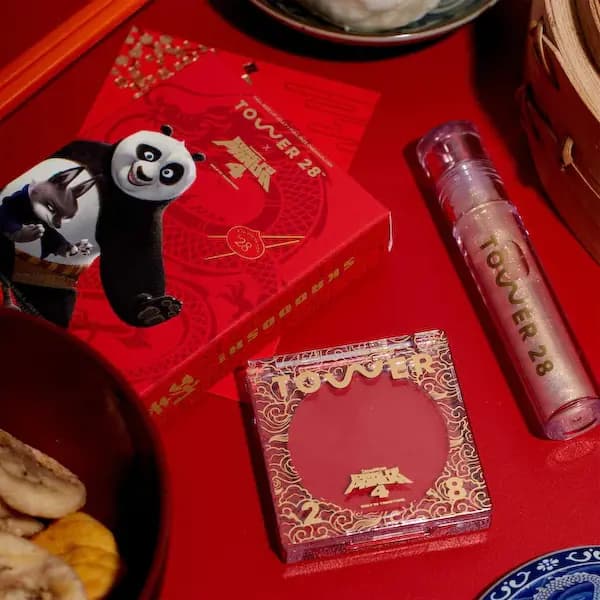Tower 28 x Kung Fu Panda Cream Blush + Lip Gloss Kit, Panda edition SOS Rescue Facial Spray
