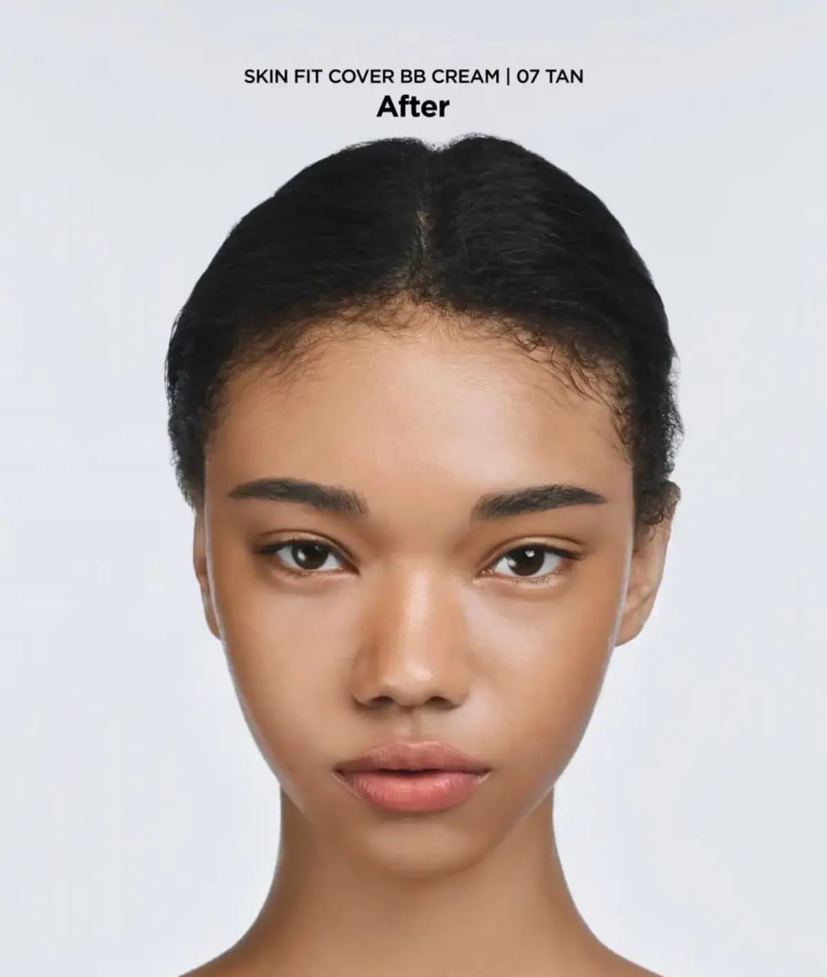 After shot for 07 Tan: same model with a smoother, even-toned complexion and a natural soft sheen
