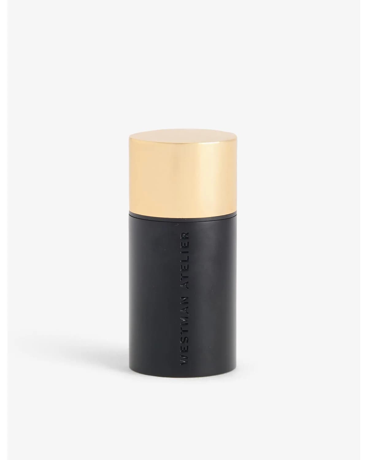 Westman Atelier stick with matte black body and shiny gold cap