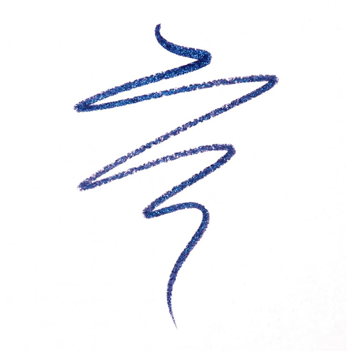 Zigzag swatch of Blue Amber on white, a shimmering midnight-blue line with sky-blue sparkle.