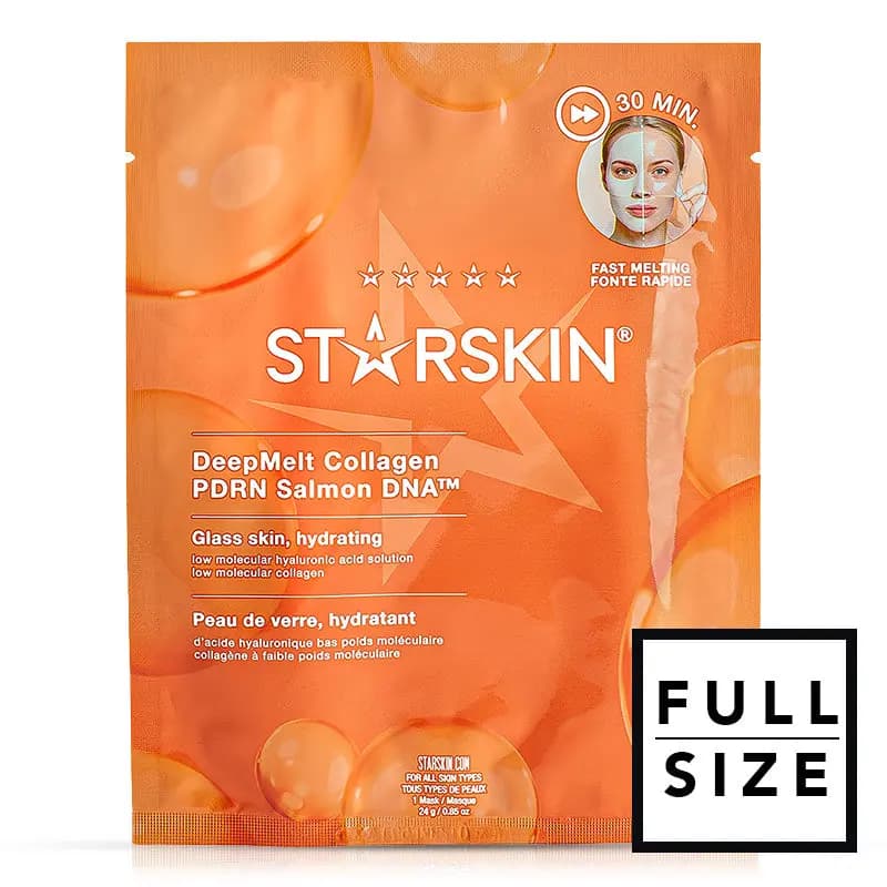 Orange Starskin DeepMelt Collagen PDRN Salmon DNA sheet mask sachet, labelled full size