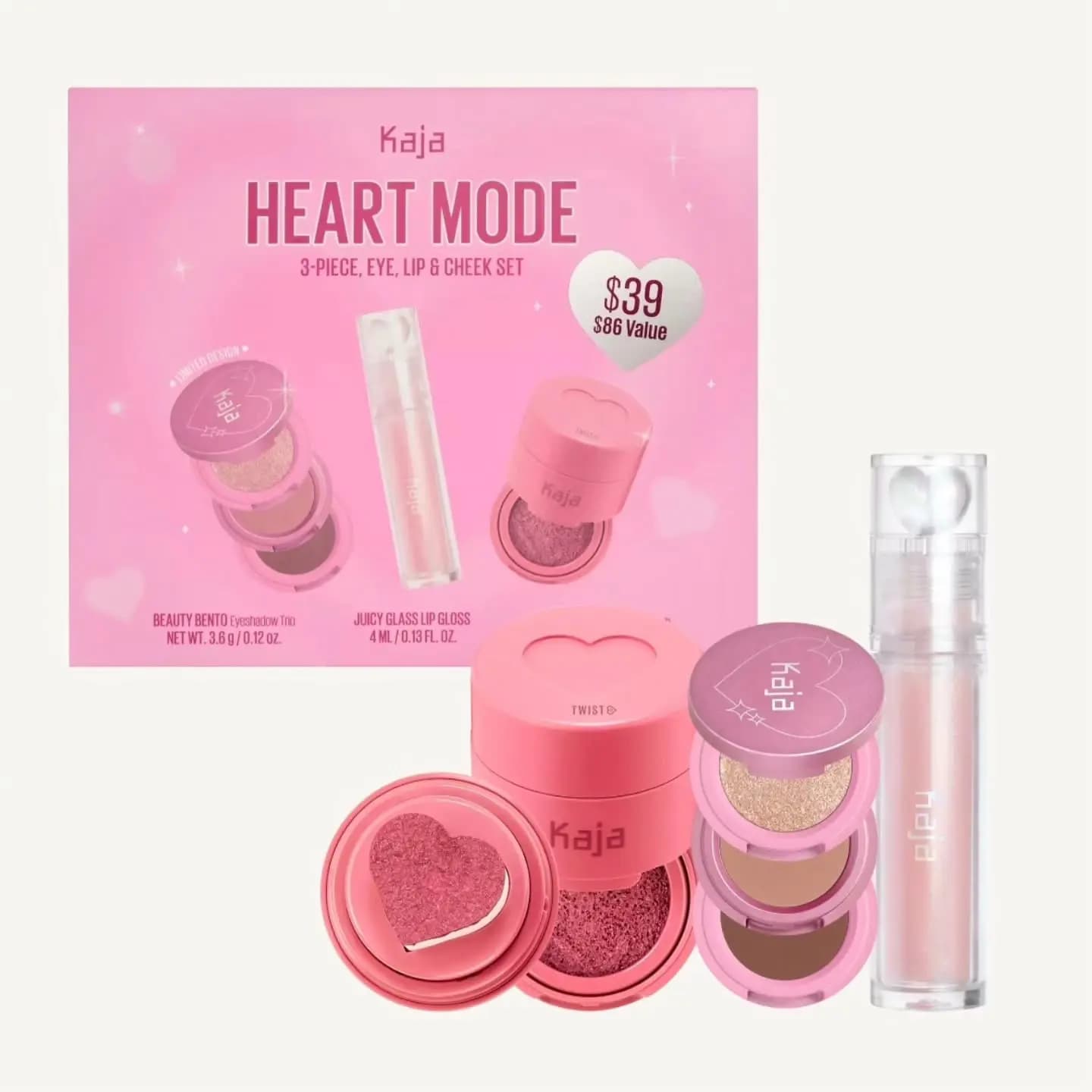 Kaja Heart Mode 3 Piece Eye, Lip & Cheek Set: Products, Shades & Price