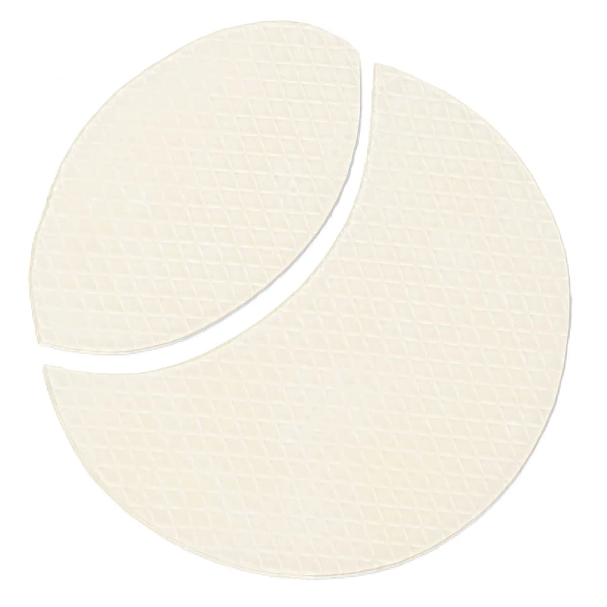Two cream-coloured crescent face patches with a diamond grid texture laid out on white
