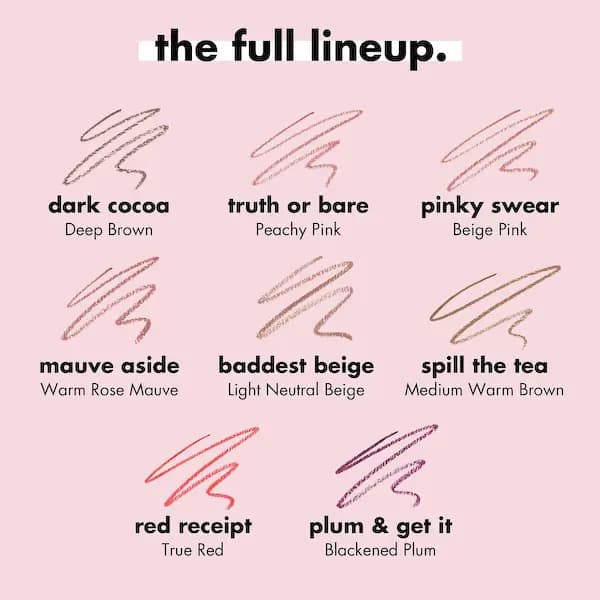 e.l.f. Cream Glide Lip Liner shades swatched