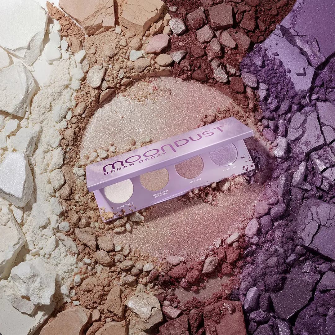 Urban Decay Moondust Full Shimmer Quad Palette on crushed shimmer eyeshadow, official image