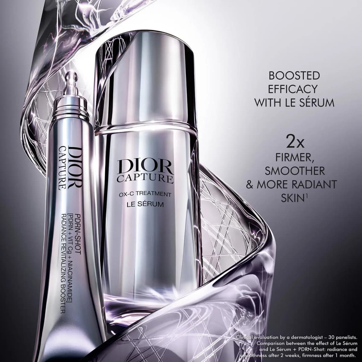 PDRN-Shot tube paired with the taller Dior Capture OX-C Treatment Le Sérum bottle, promising 2x firmer skin