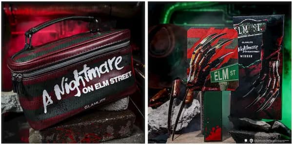Glamlite Nightmare on Elm Street Lipstick Duo, Palettes, Mirror & Makeup Bag