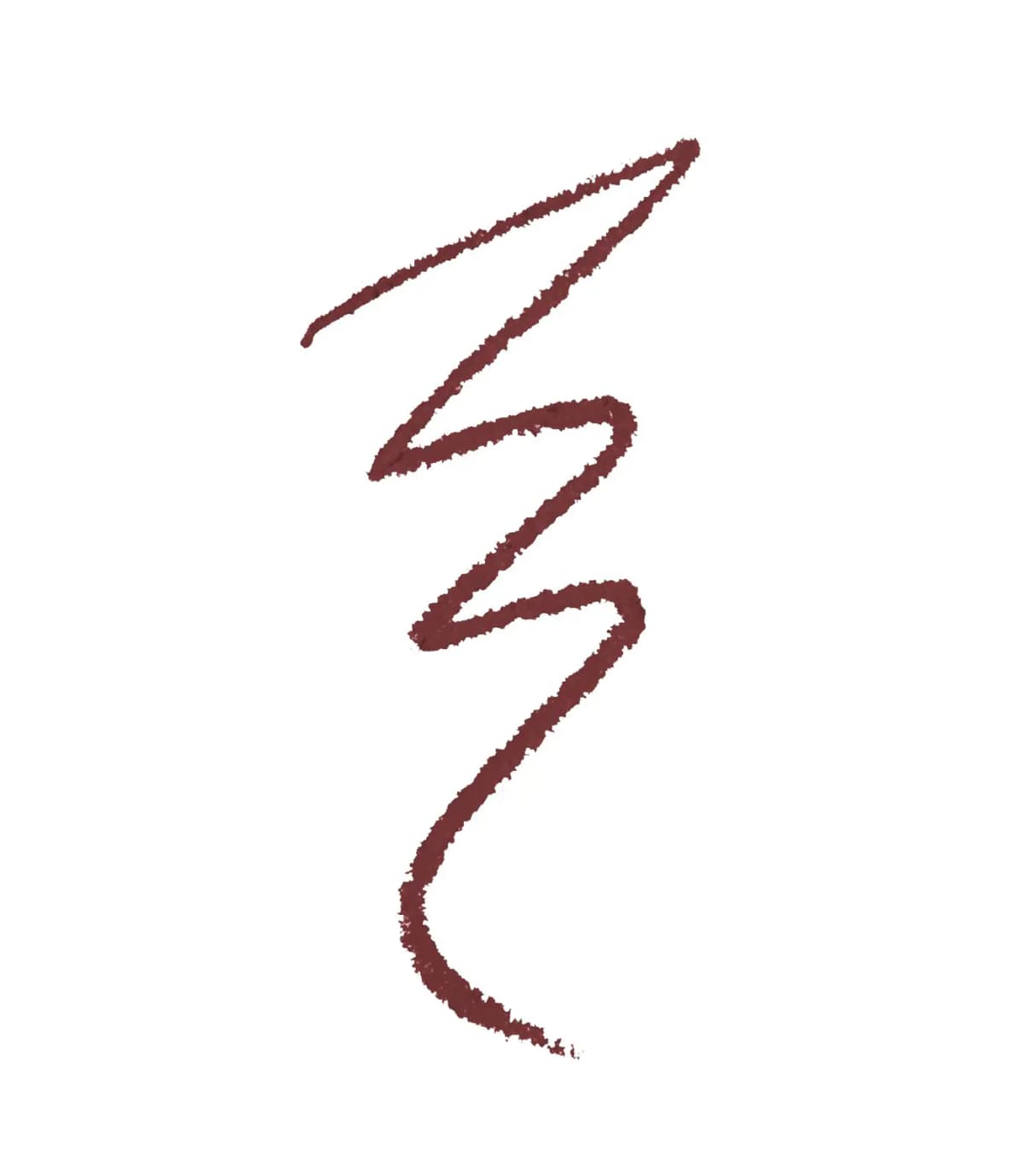 Zigzag swatch of a reddish-brown lip liner drawn on white