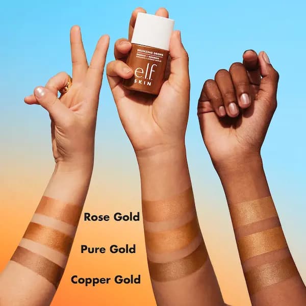 e.l.f. Bronzing Drops mixed with moisturizer for a sun-kissed glow
