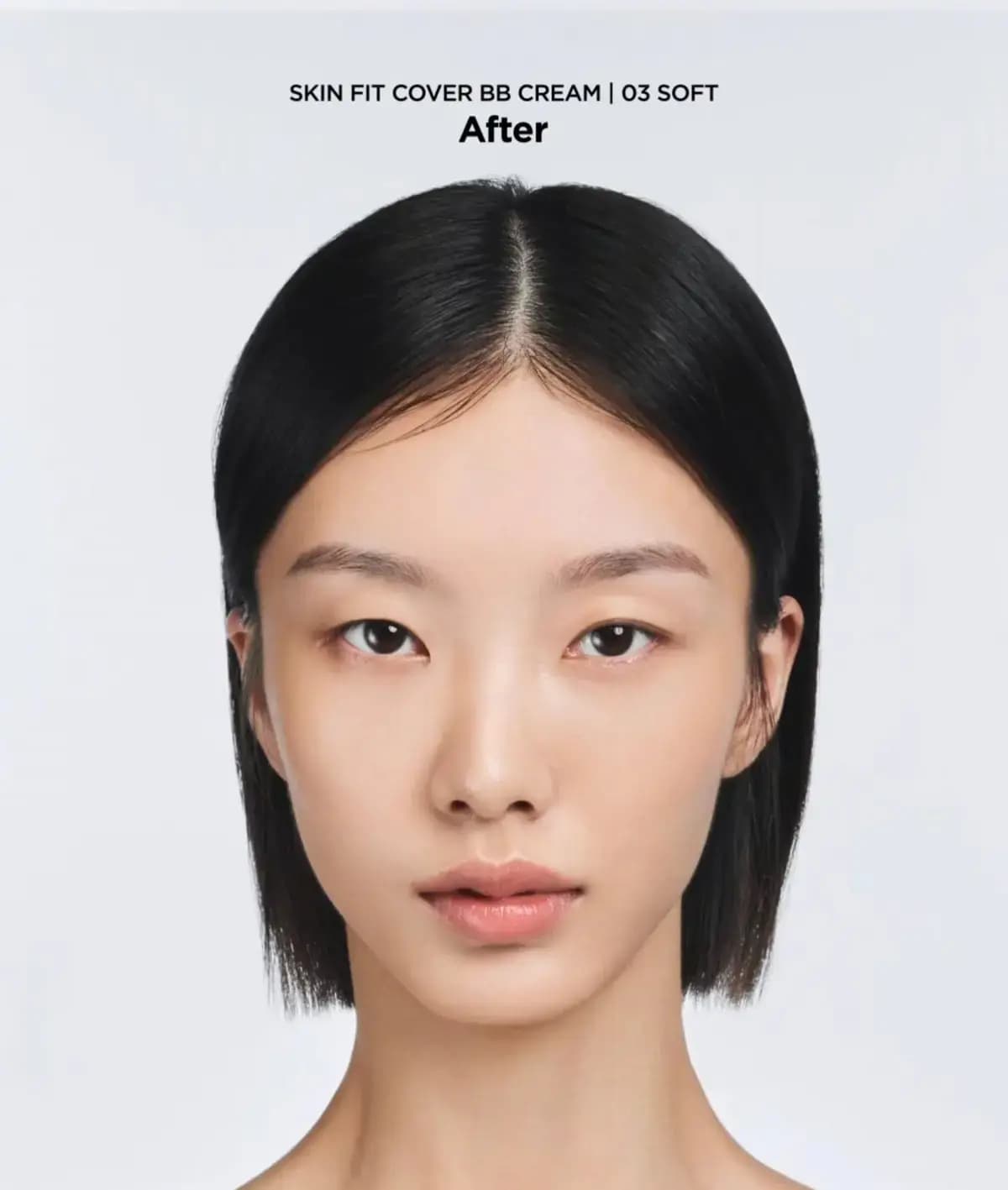 After shot for 03 Soft: same model with a more even, softly blurred complexion and reduced redness