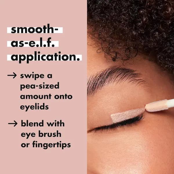 e.l.f. Lock It Down Eyeshadow Primer sheer creamy texture on the eyelid