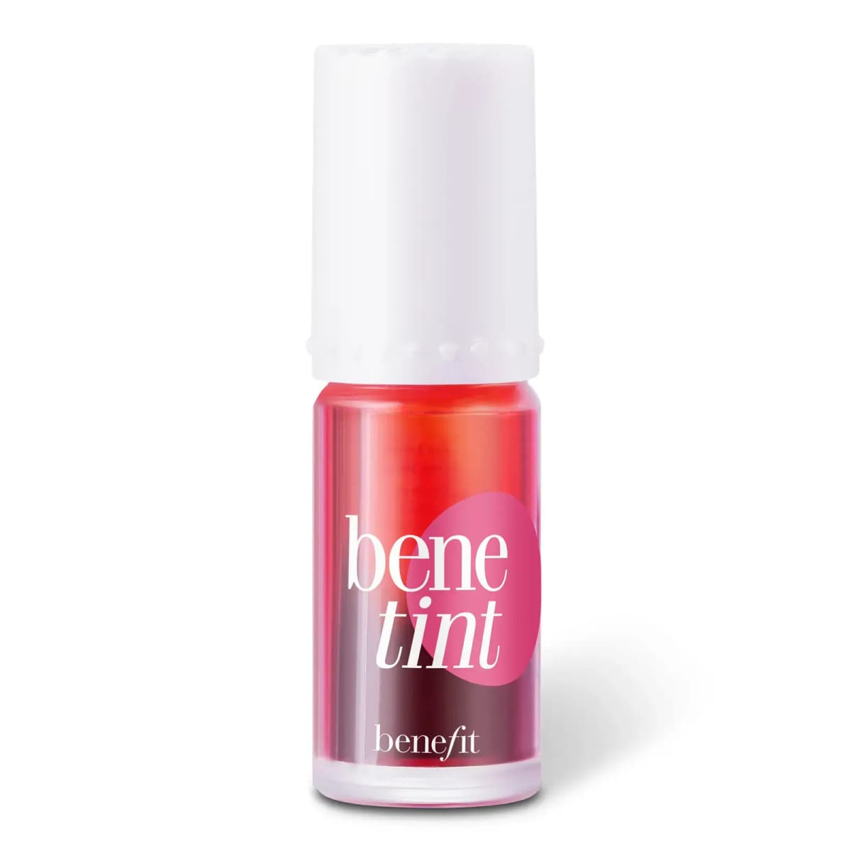 Mini Brands miniature replica of the Benefit Benetint bottle with red liquid tint, white cap and pink oval label