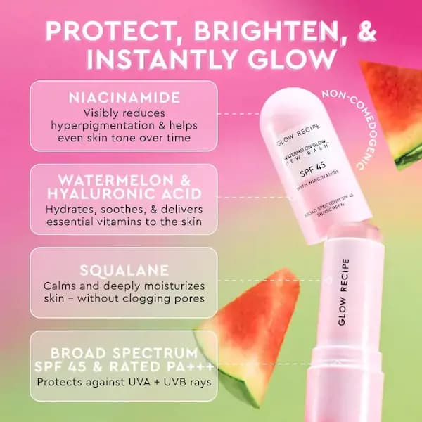 Glow Recipe Watermelon Glow Balm Sunscreen Stick- SPF 45