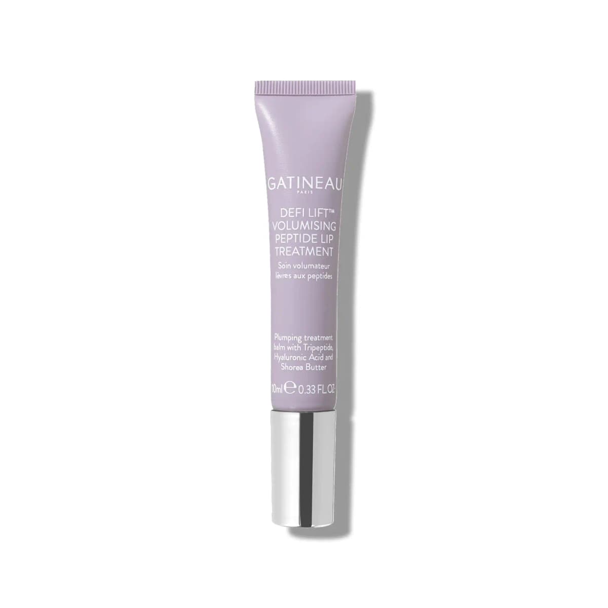 Lilac Gatineau Defi Lift Volumising Peptide Lip Treatment 10ml tube with a shiny silver cap