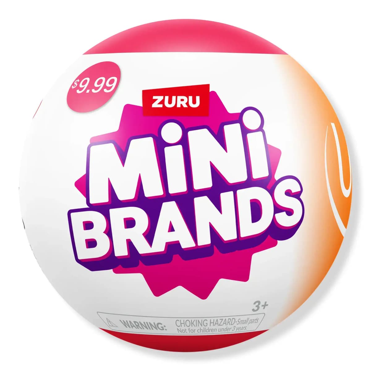 Mini Brands Ulta Beauty Capsule Series 2 collectible toy capsule, a red, white and orange ball with ZURU logo and $9.99 tag