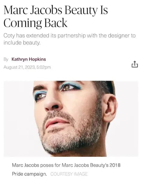 Marc Jacobs beauty is coming back