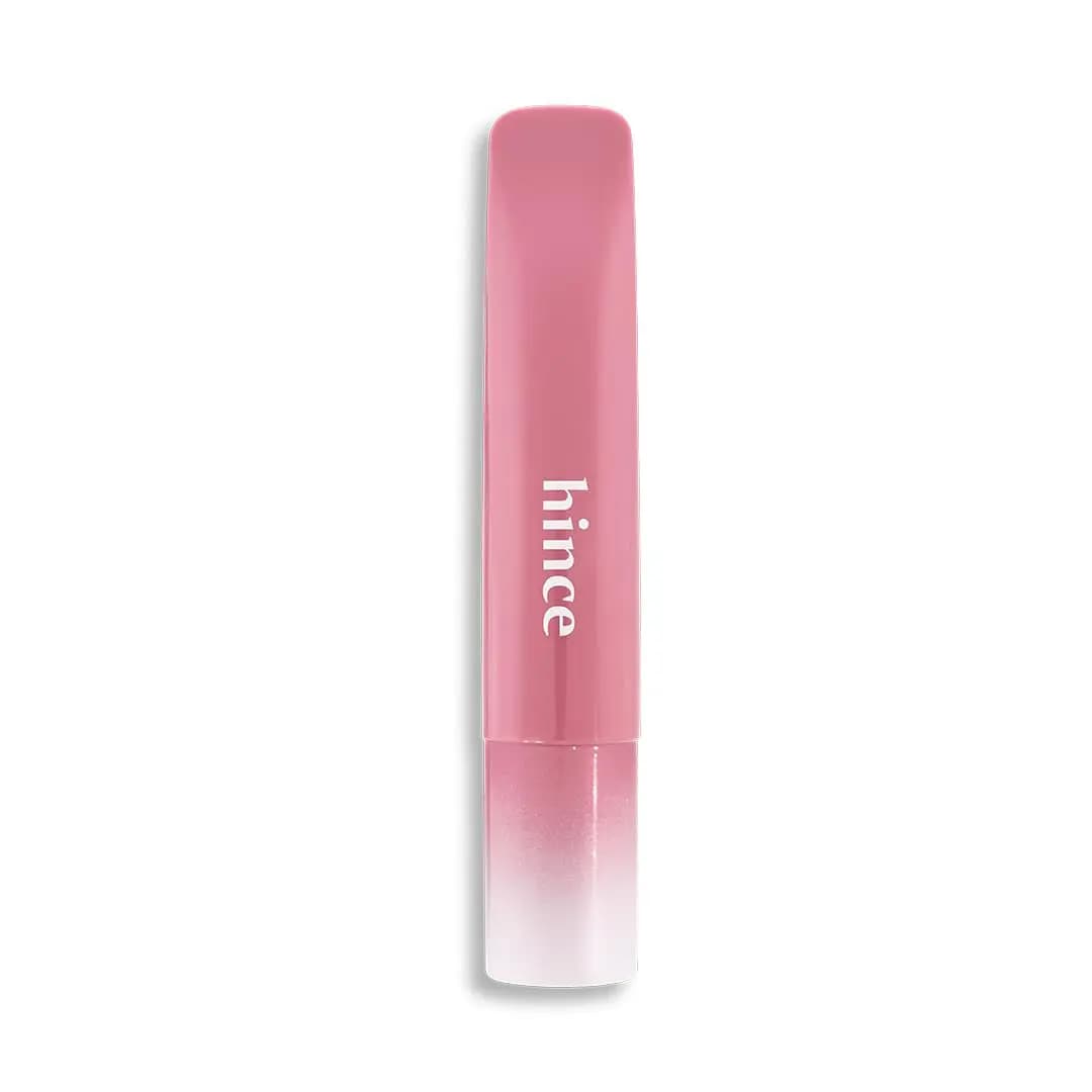 Medium rose pink hince tube with white logo and shimmery pink gradient cap