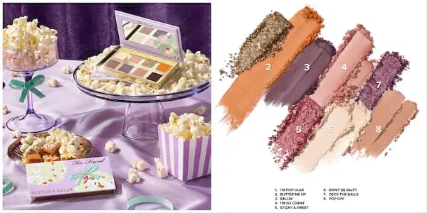 Too Faced Popcorn Balls Mini Eyeshadow Palette & Merry Merry Makeup Face & Eye Palette Gift Set