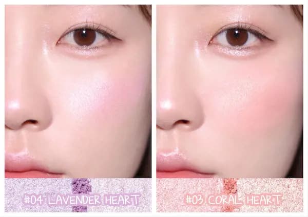 Colorgram New shades of Milk Bling Heartlighter: Coral Heart and Lavender Heart