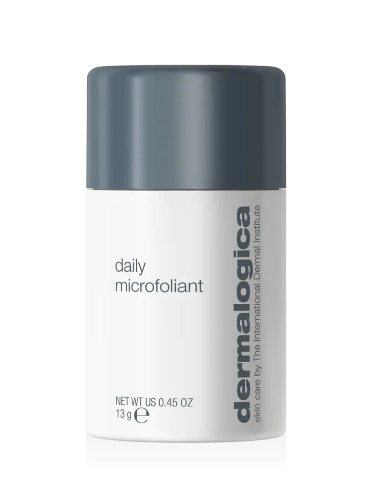 White Dermalogica Daily Microfoliant 13g tub with a slate-grey cap on a white background