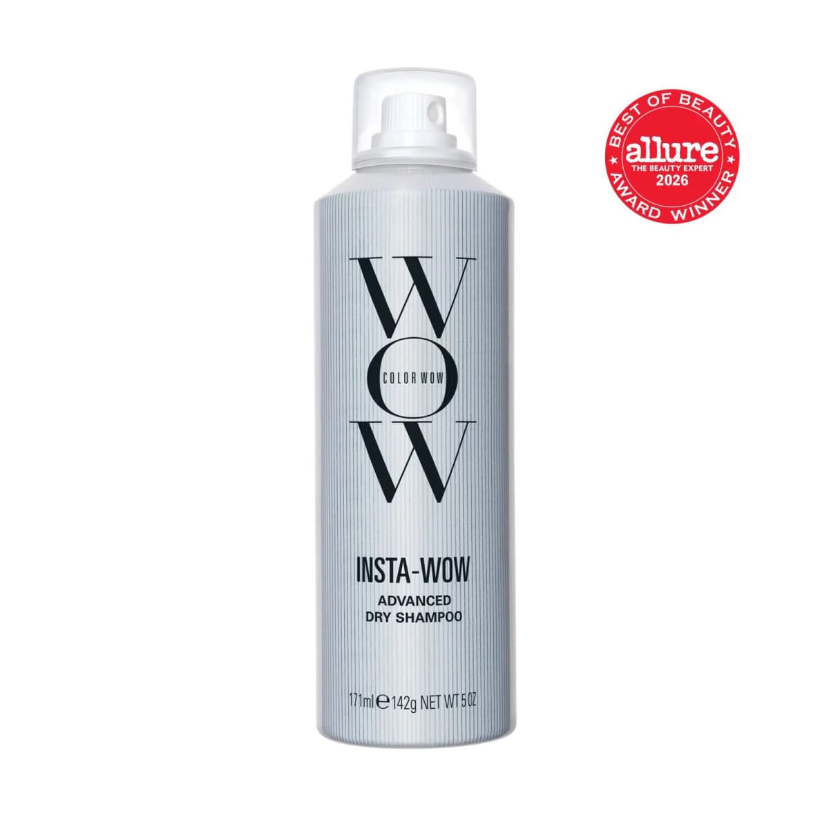 Silver Color Wow Insta-Wow Advanced Dry Shampoo can with a red Allure Best of Beauty 2026 award badge