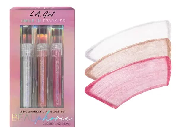 L.A. Girl Cosmetics Beau Phoria Smile in Sparkles 3 Piece Sparkly Lipgloss Set
