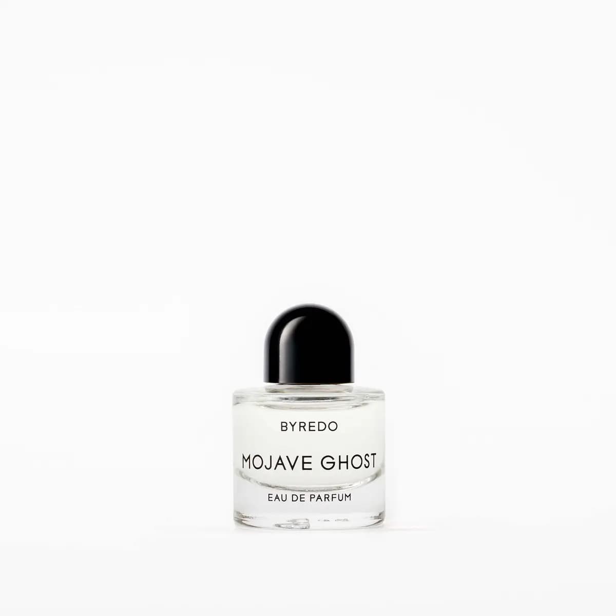Mojave Ghost Eau de Parfum miniature in clear glass with glossy black cap