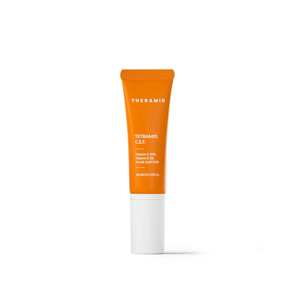 Small orange tube of Theramid Tetramid C.E.F. with 20% vitamin C, 1% vitamin E and 0.5% ferulic acid, 10ml