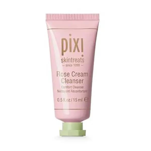 Pixi Rose Cream Cleanser, a 15 ml pink squeeze tube with a mint green cap