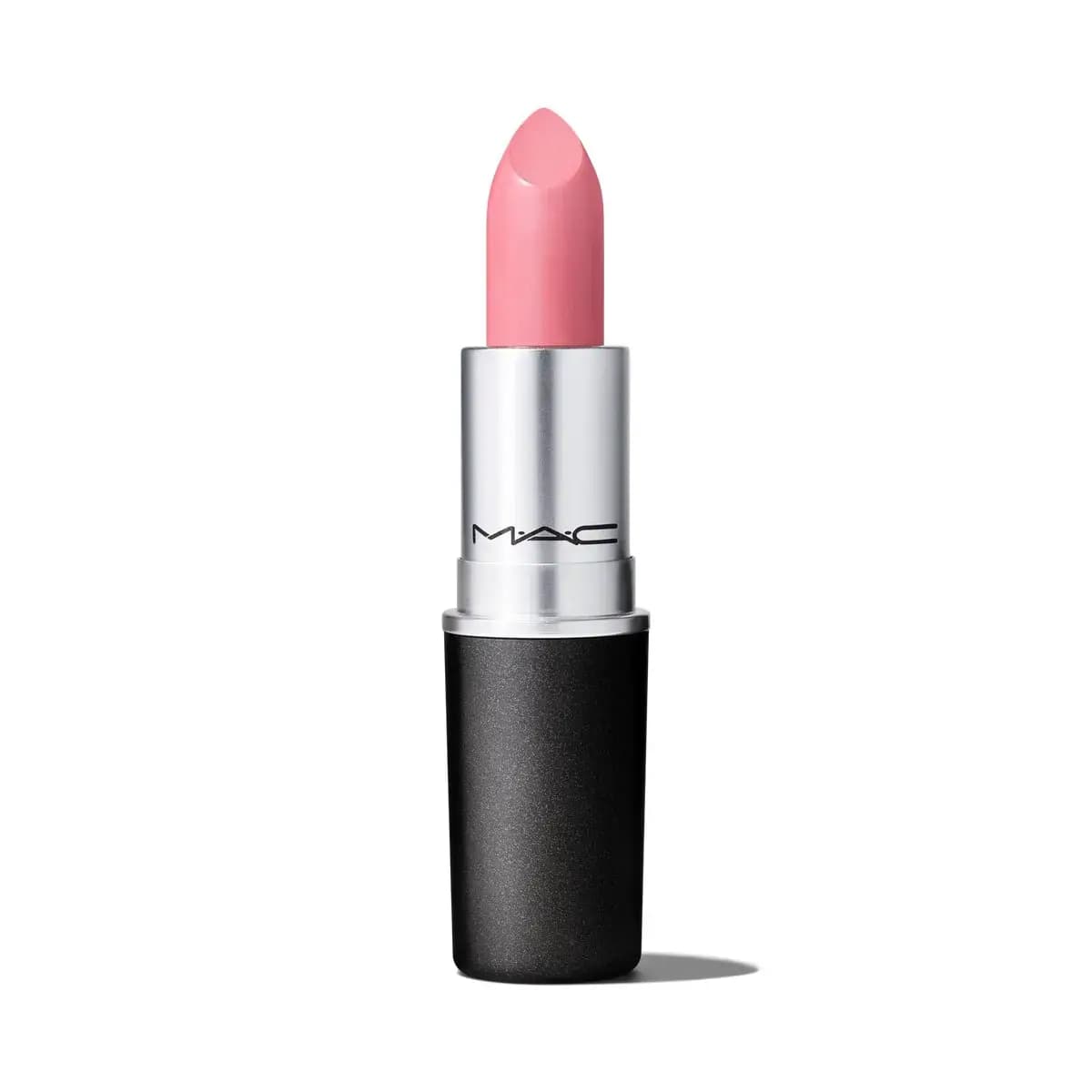 Uncapped MAC lipstick in light pink frost in a silver and black bullet case