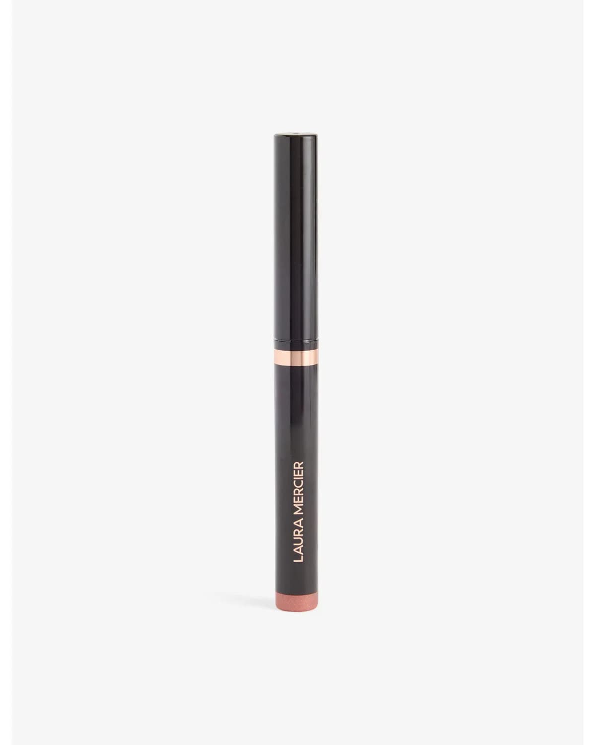 Laura Mercier slim black pen with rose-gold band and shimmery pink-bronze tip