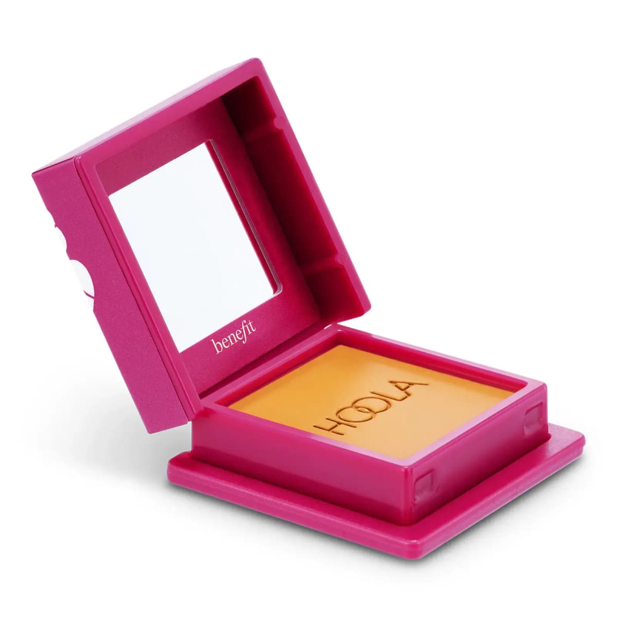 Mini Brands miniature replica of an open pink Benefit compact with mirror showing Hoola bronzer powder in a warm tan shade