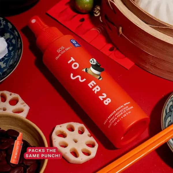 Tower 28 x Kung Fu Panda Cream Blush + Lip Gloss Kit, Panda edition SOS Rescue Facial Spray