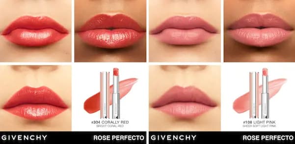Givenchy New Rose Perfecto Lip Balms 24H Hydration
