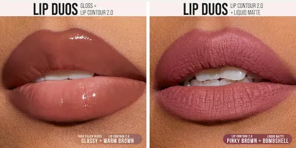 Huda Beauty 90s Brown & Bombshell Lip Liner and Lipstick Set