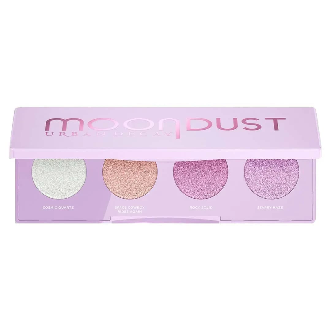 Urban Decay Moondust Full Shimmer Quad Palette in a lilac case, official product image