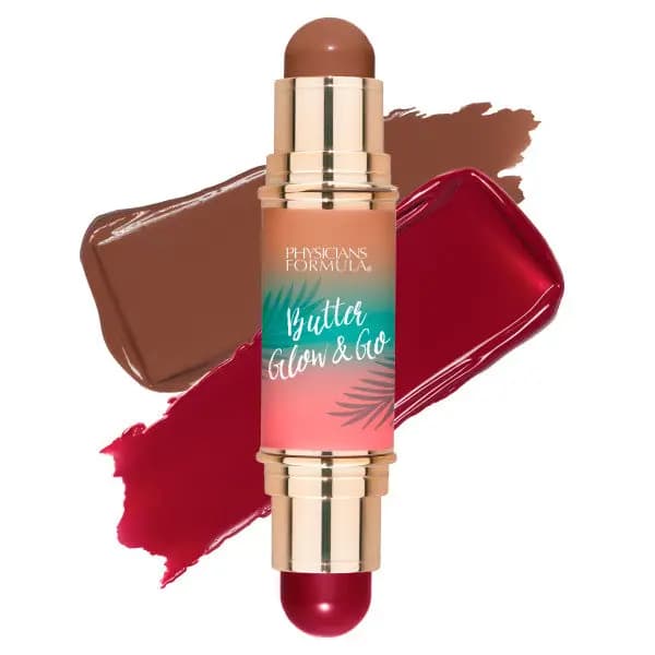 Stick featuring deep brown and berry red ends with rich chocolate and wine swatches behind