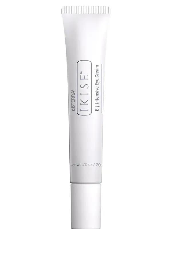 E | Intensive Eye Cream in a slim white tube with grey lettering, net wt .70 oz