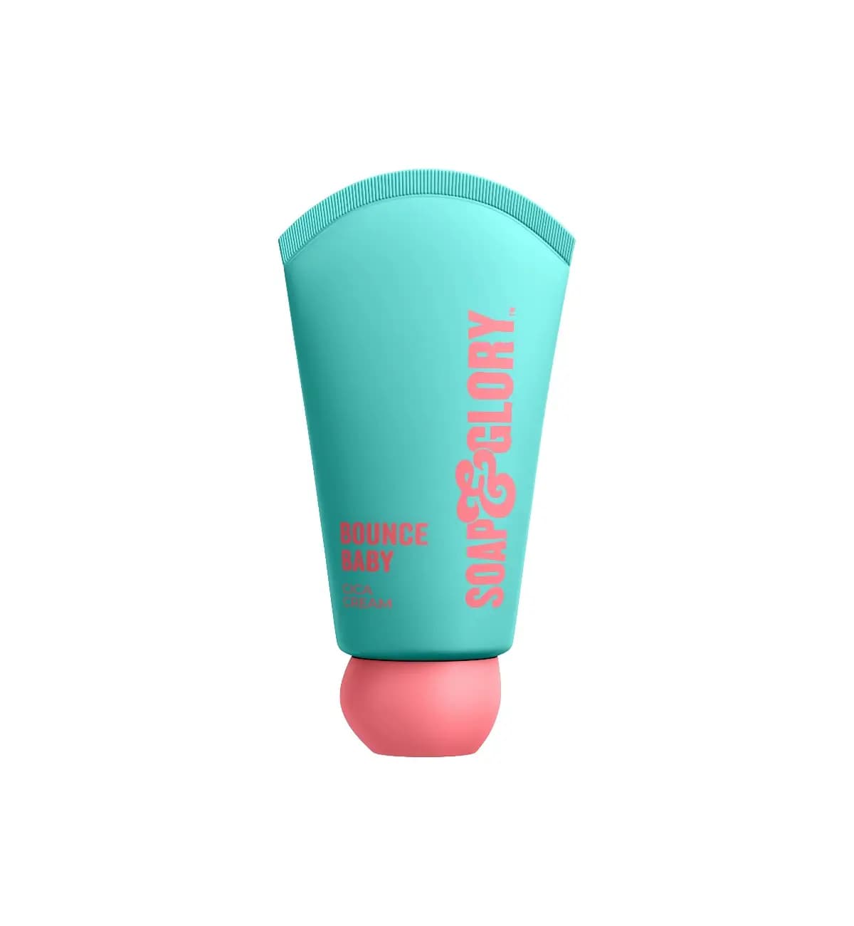 Teal Bounce Baby Cica Cream tube with coral cap and pink lettering on a white background