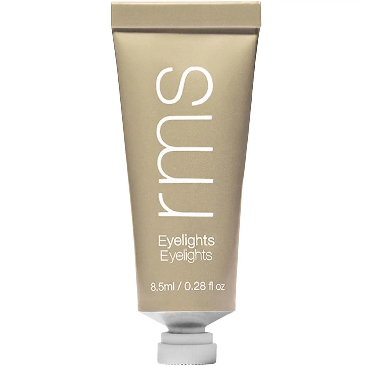 Rms Eyelights in a champagne-gold squeeze tube with white cap, 8.5 ml