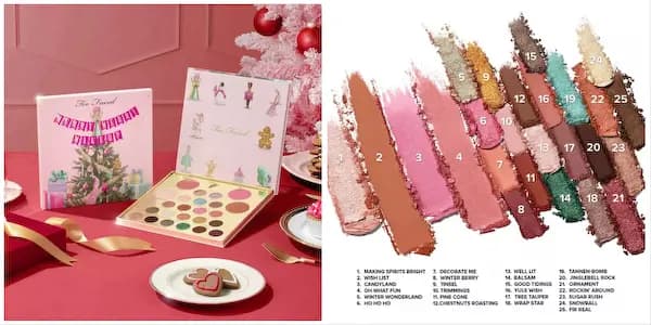 Too Faced Popcorn Balls Mini Eyeshadow Palette & Merry Merry Makeup Face & Eye Palette Gift Set