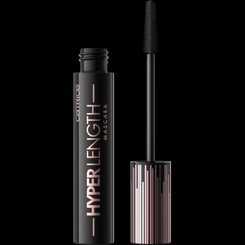 Catrice Hyper Length Mascara in black tube with rose-gold striped cap and long wand