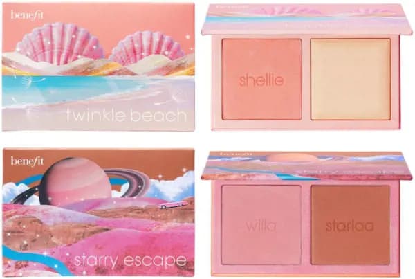 Benefit Twinkle Beach Mini Blush & Highlighter Palette and Starry Escape Mini Blush