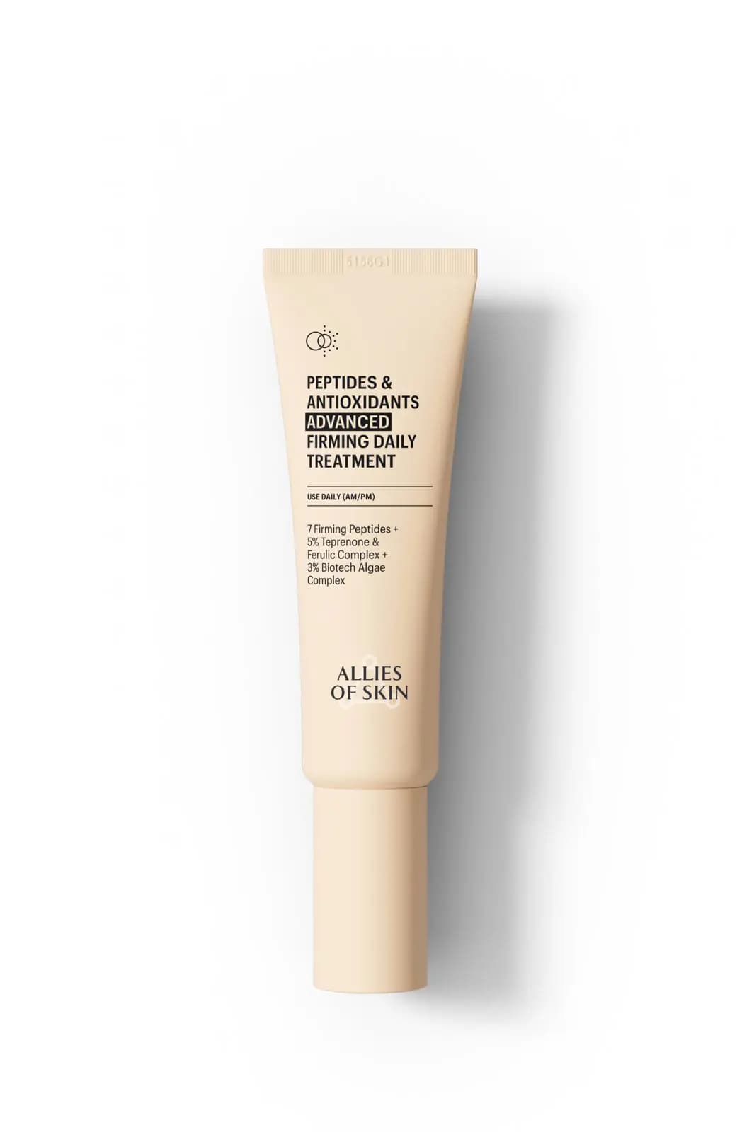 Allies of Skin Peptides & Antioxidants Advanced Firming Daily Treatment in a beige tube